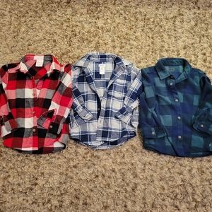 Three 2T Flannel/Plaid Button Down Shirts